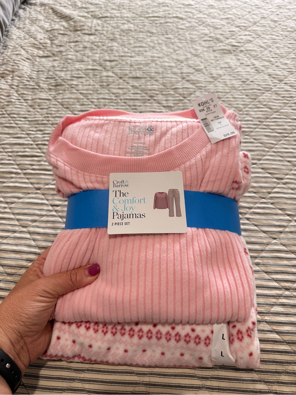 croft & barrow Girls' Pink Two-Piece Cozy Pajama Set